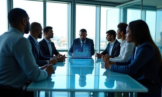 Business professional analyzing complex data charts