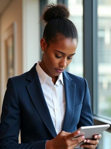 Professional looking at report in a modern office